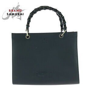 GUCCI Bamboo Black Leather Tote Bag